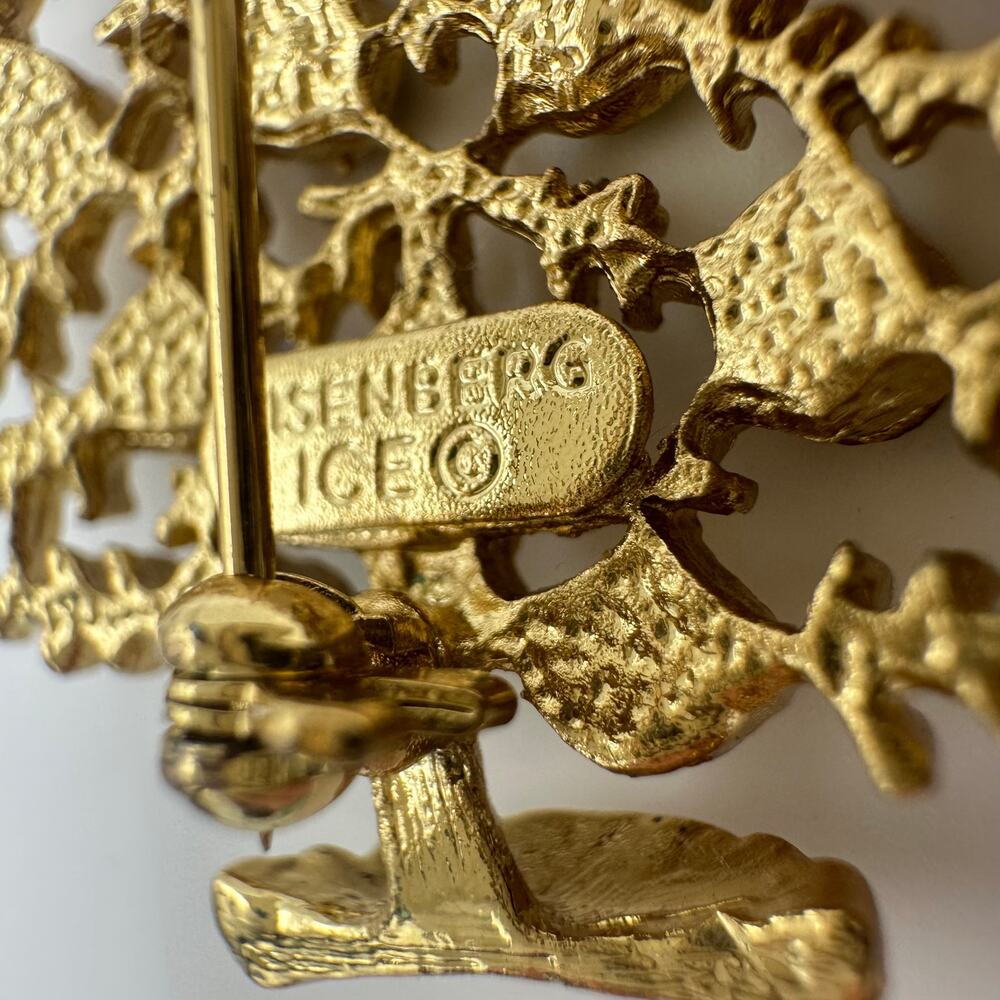 Eisenberg Ice vintage gold tone multicolor rhinestones Christmas tree brooch - Picture 7 of 8